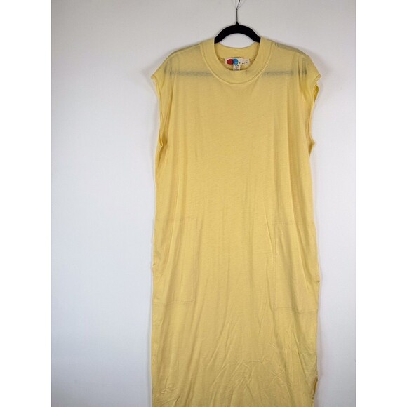 Free People FP Beach Womens Dress Yellow All Day Long Midi T Shirt Slit Medium - Picture 5 of 11